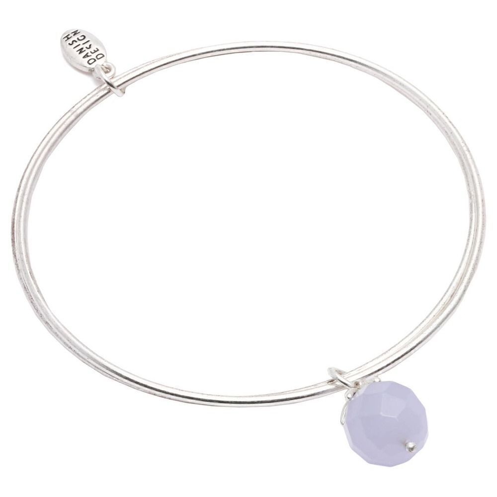 Pilgrim Silvertone Pale Blue Bead Bangle Bracelet
